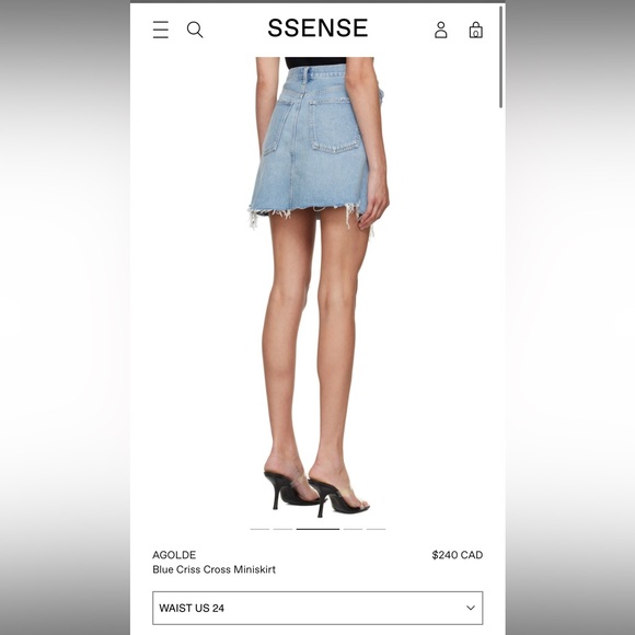 SOLD AGOLDE Blue Criss Cross Miniskirt - Picture 3 of 8